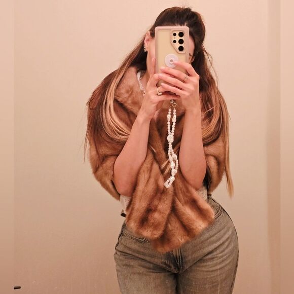 Vintage Nicholas Ungar Real Mink Fur Stole Cape - Picture 4 of 10